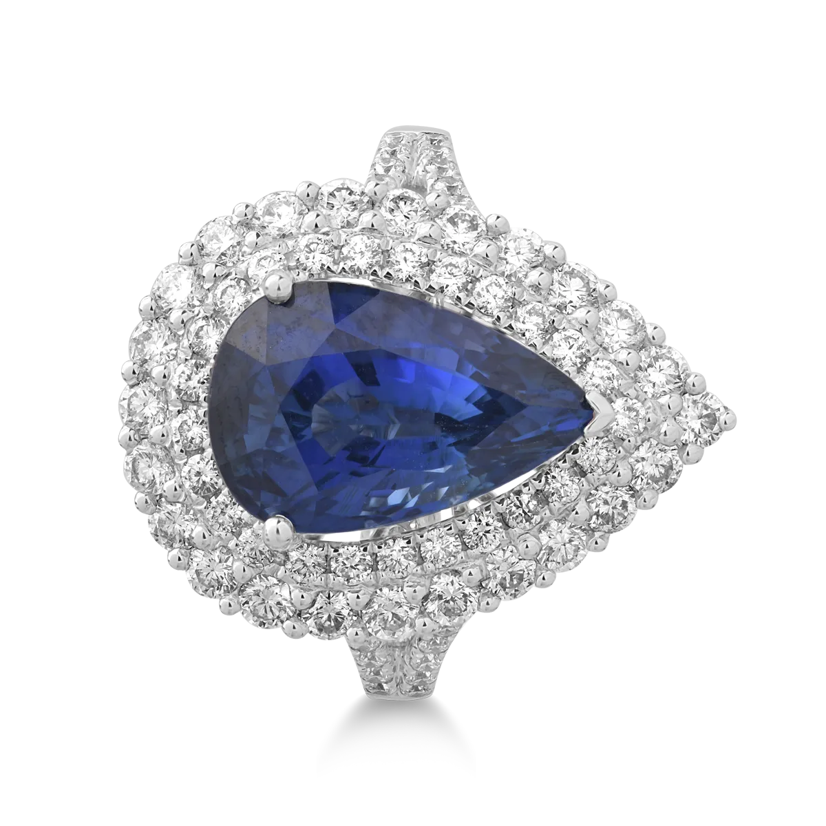 18K white gold ring with 6.25ct sapphire and 1.23ct diamonds