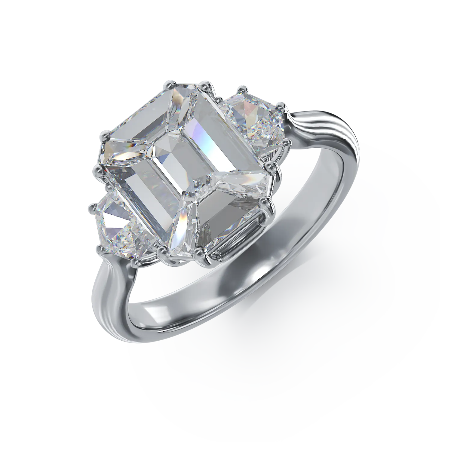 Inel de logodna din aur alb de 18K cu diamante de 1.22ct