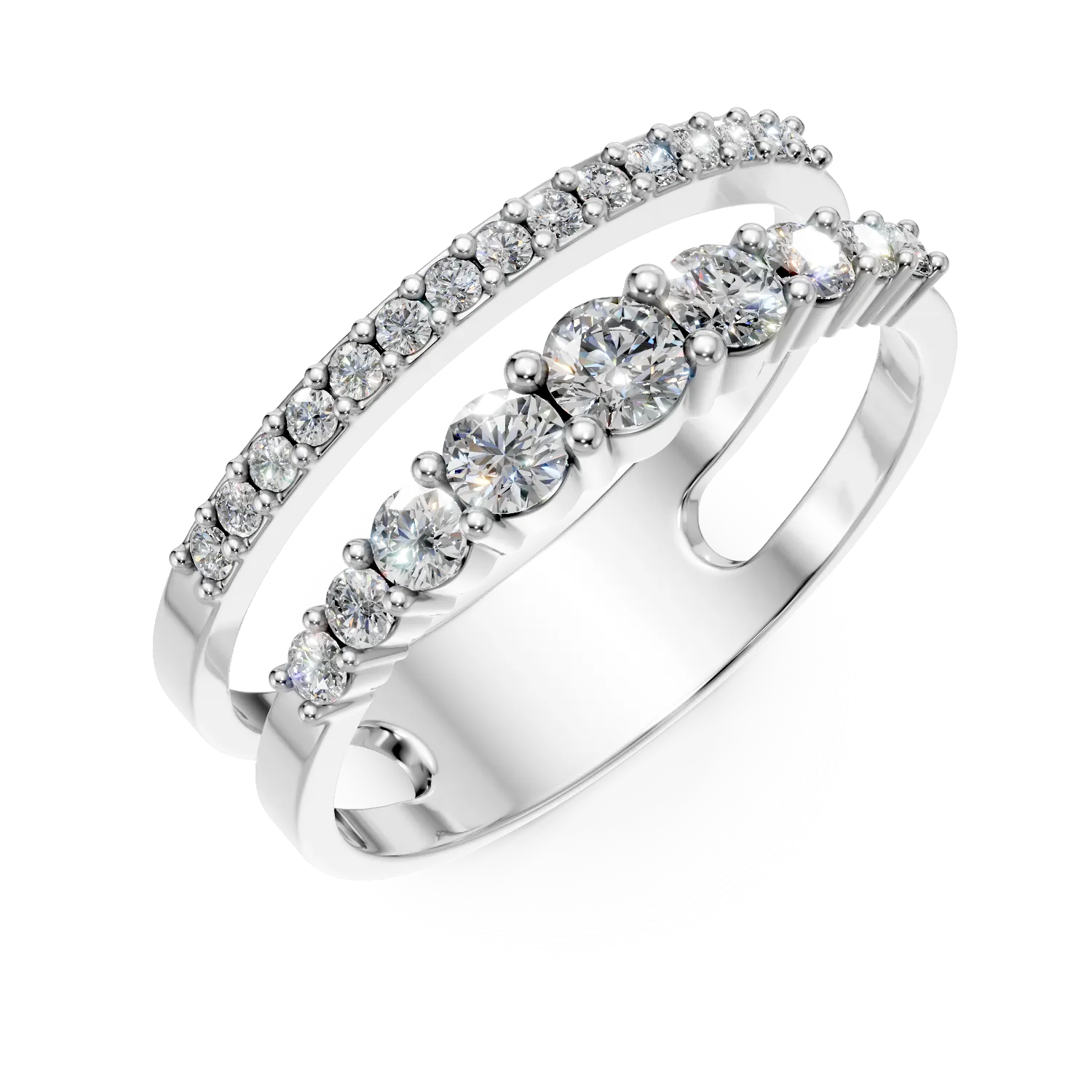 Пръстен от бяло злато с циркони-159728