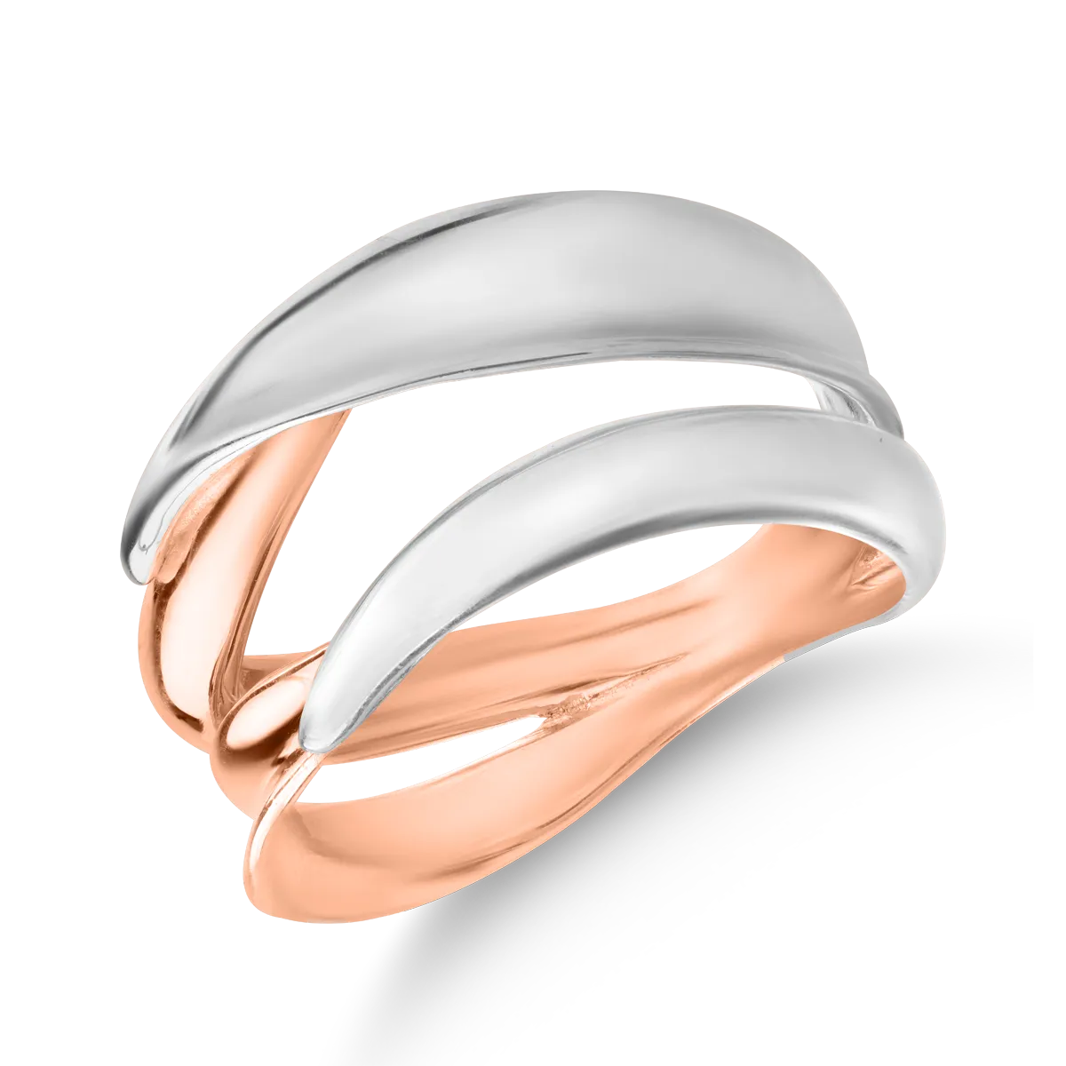Inel din aur alb-roz de 14K-124115