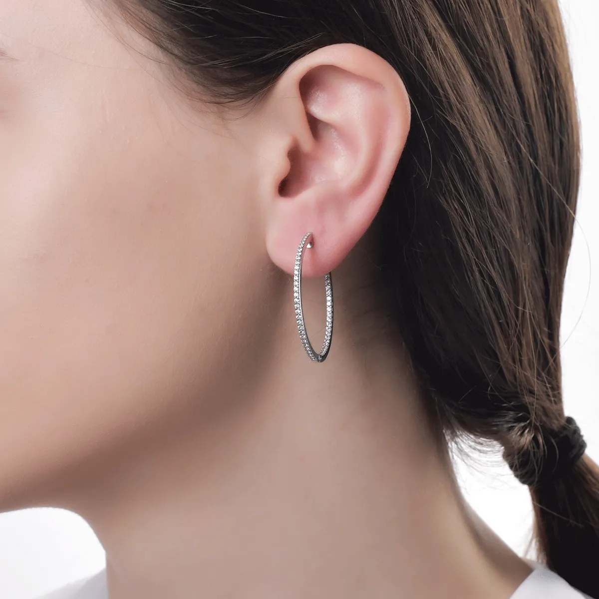 14K бели златни обеци