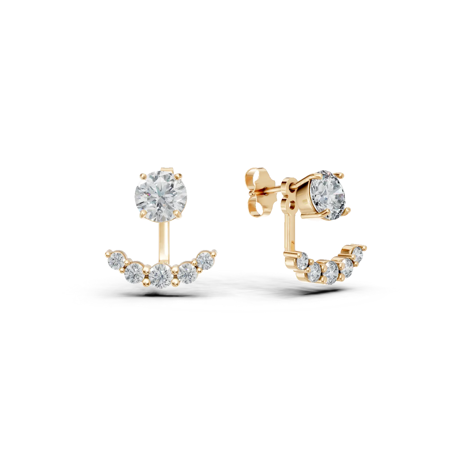 Yellow gold stud earrings with zirconia