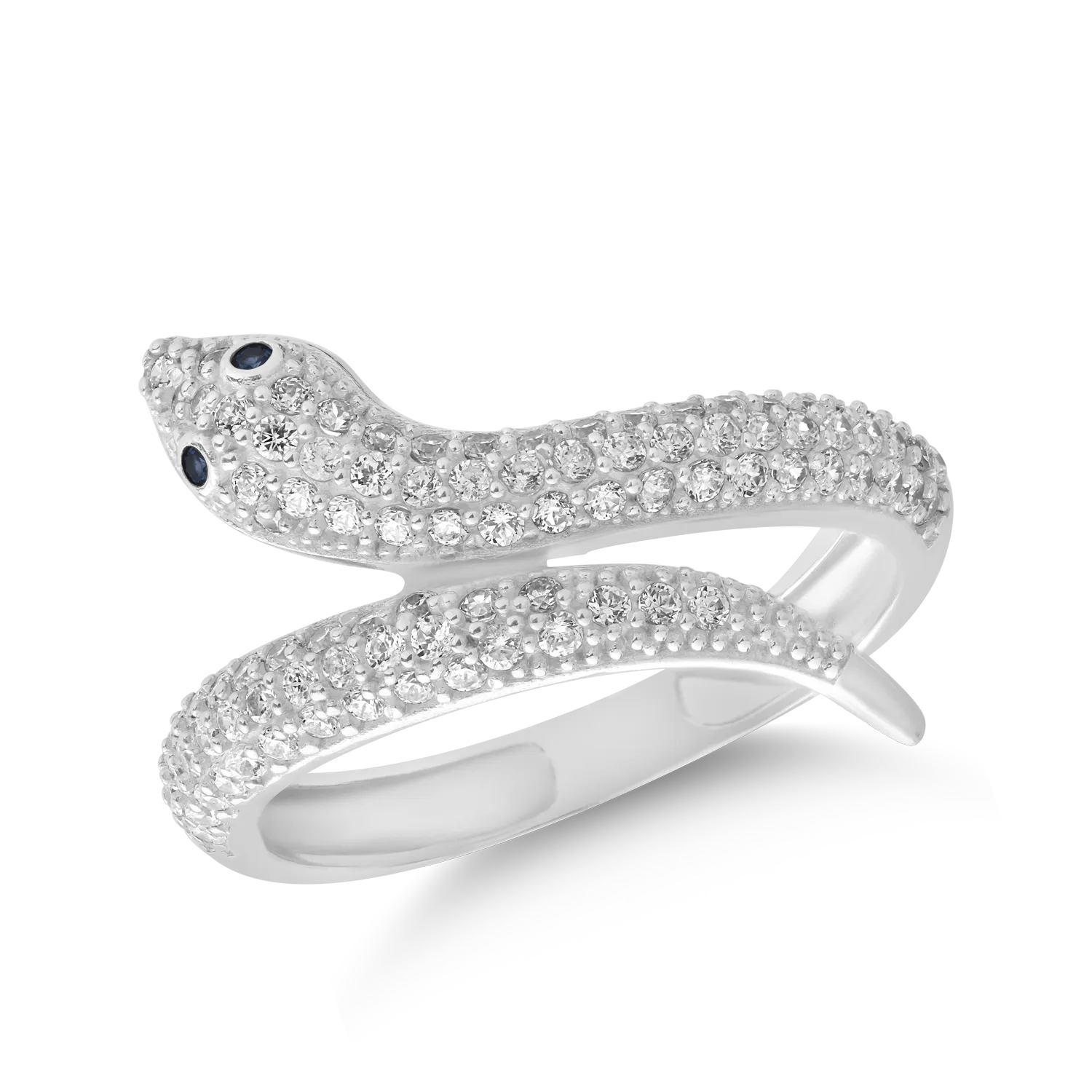 14K white gold snake ring