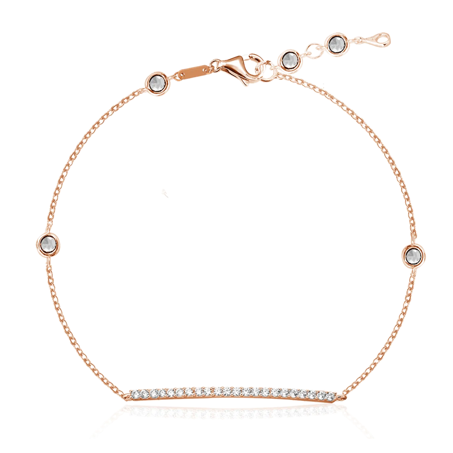 Rose gold bracelet with pave zirconia