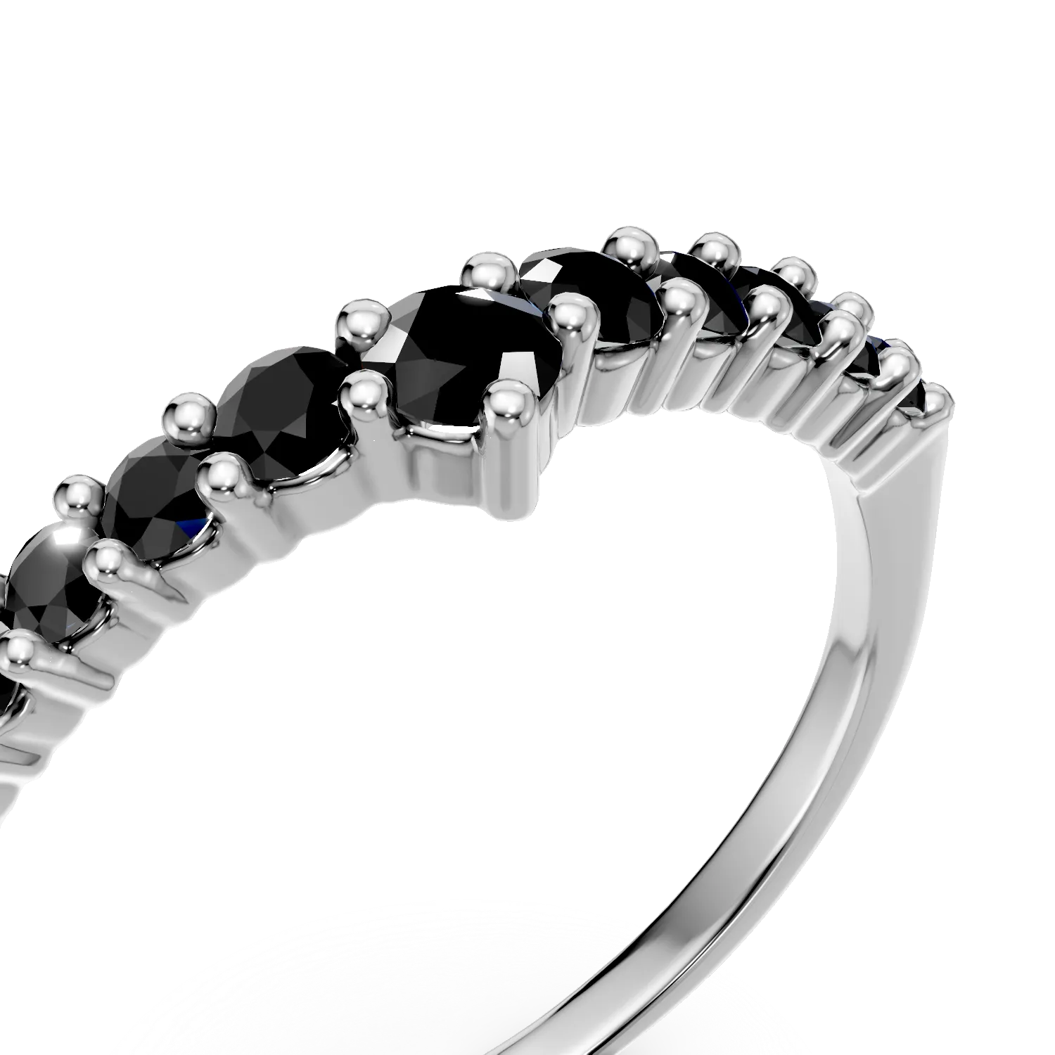 Inel semi eternity din aur alb cu zirconia microsetting