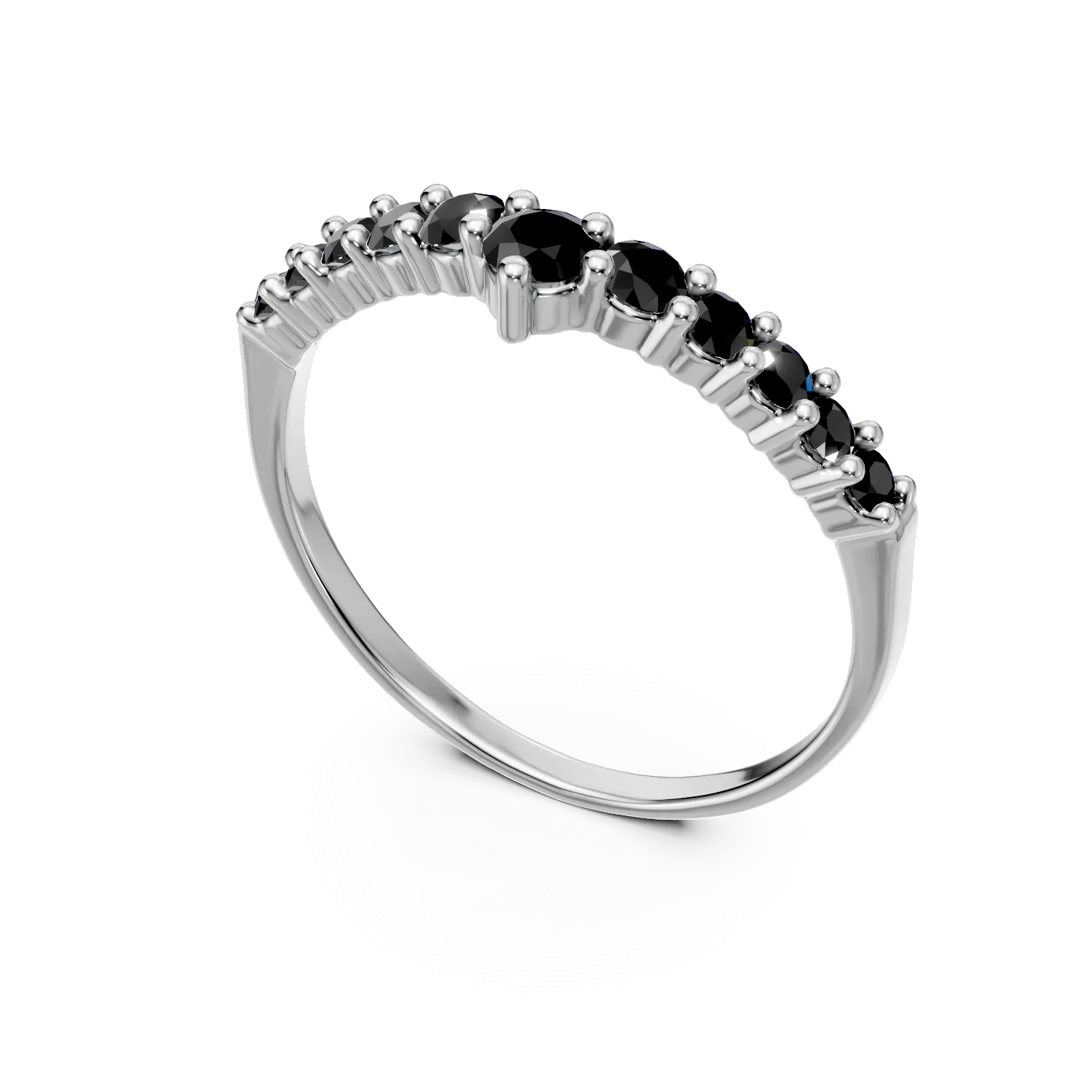 Inel semi eternity din aur alb cu zirconia microsetting