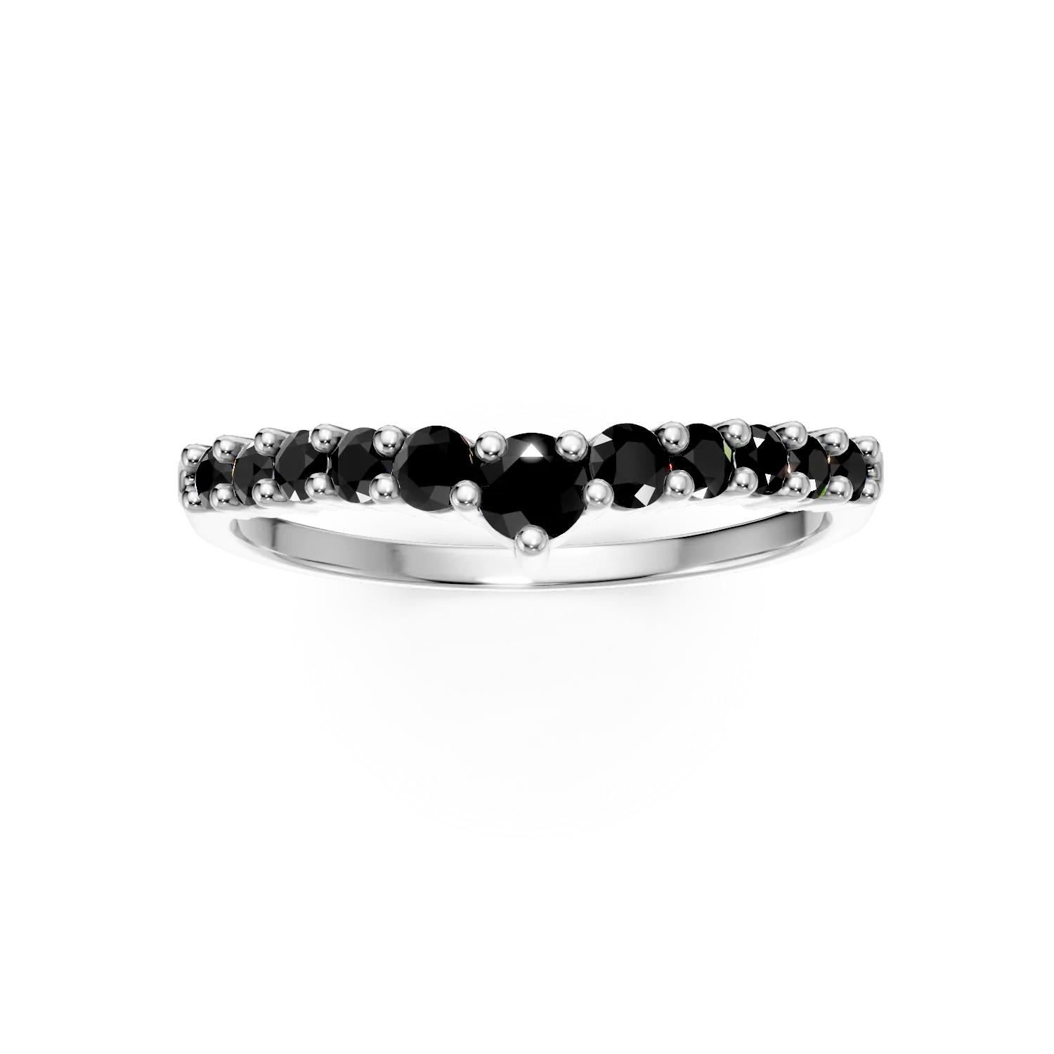 Inel semi eternity din aur alb cu zirconia microsetting