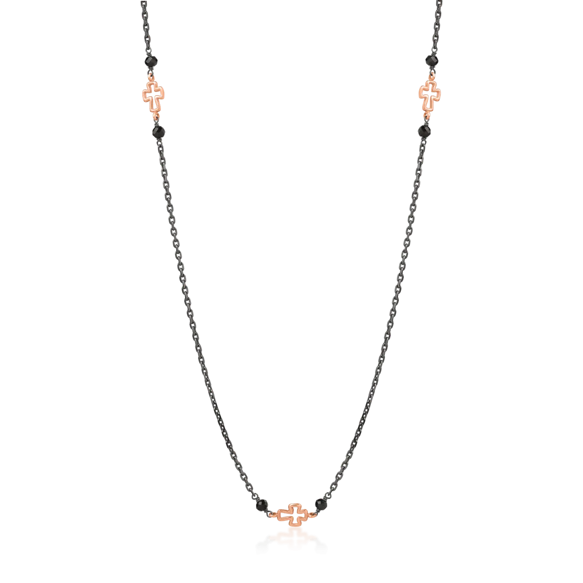 14K black-rose gold cross men's pendant necklace