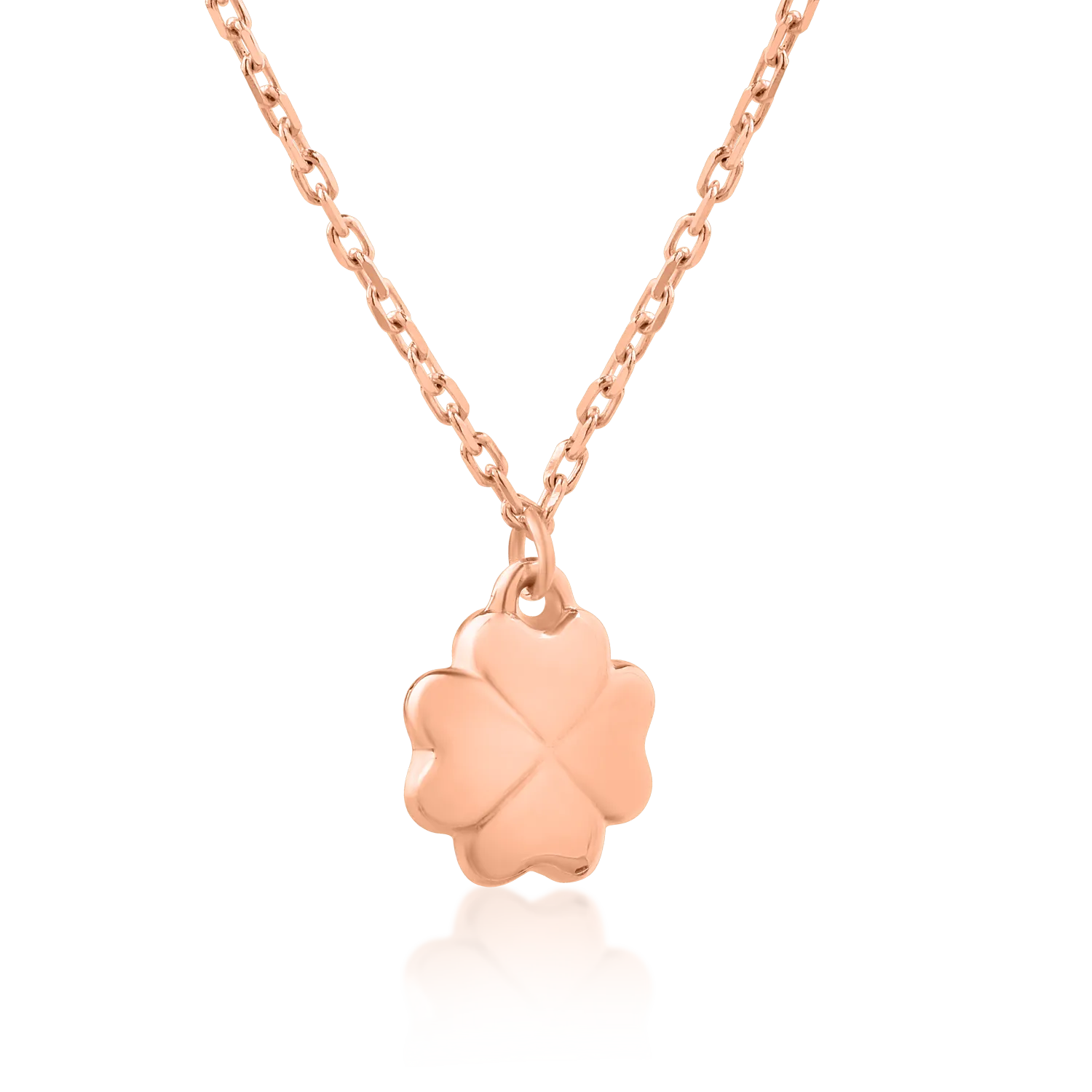 14K rose gold chain with clover pendant