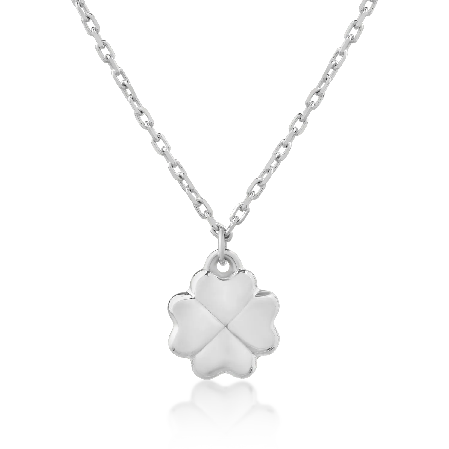 14K white gold chain with clover pendant