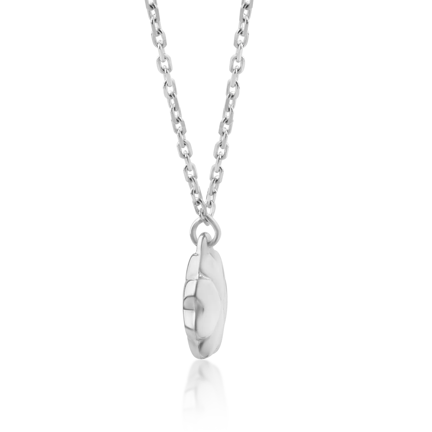 14K white gold chain with clover pendant