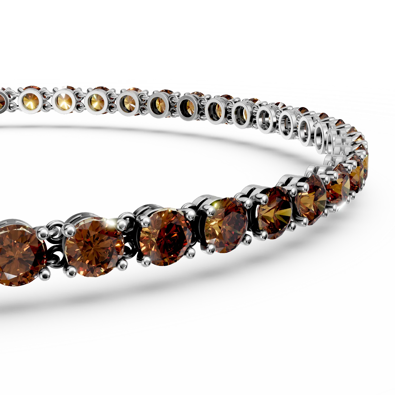 Bratara tennis din aur alb de 14K