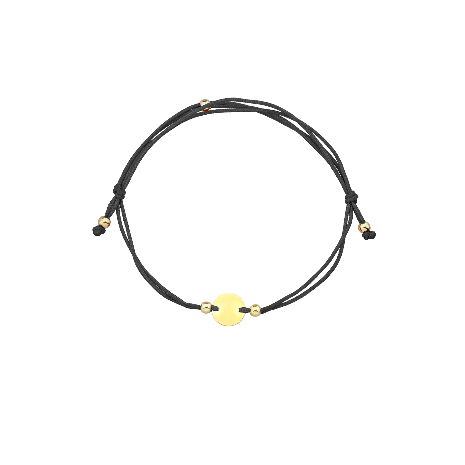 Cord bracelet with 14K yellow gold coin charm