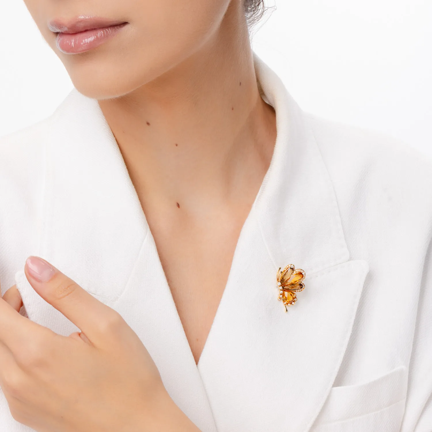 18K sárga arany bross 6.60ct drágakövekkel és féldrágakövekkel