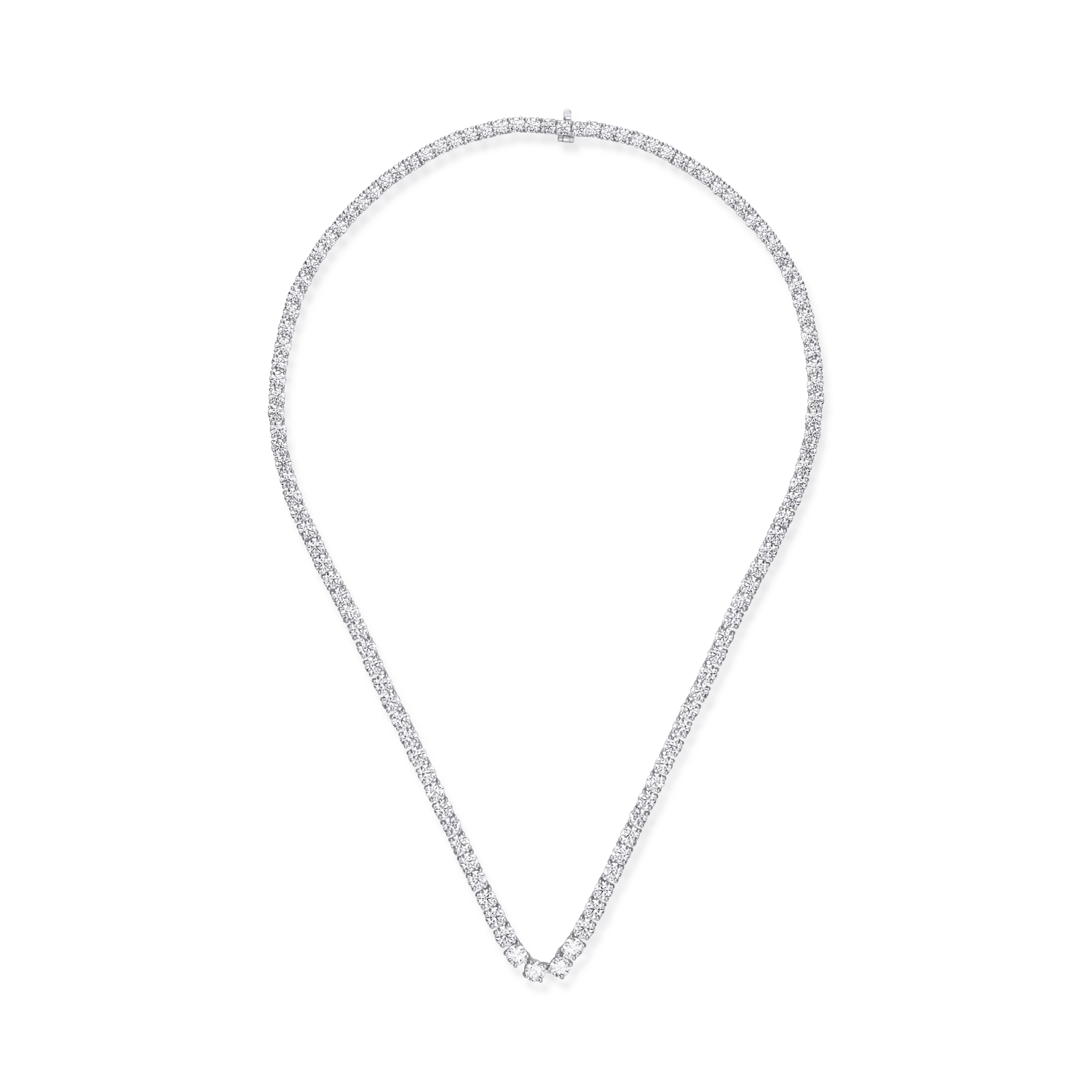 Colier tennis din aur alb de 18K cu diamante de 16.46ct