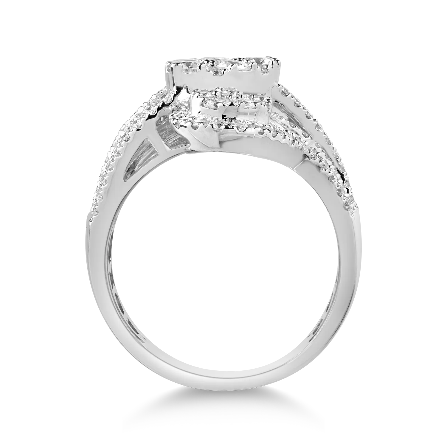 Inel din aur alb cu diamante baguette si rotunde de 2.9ct