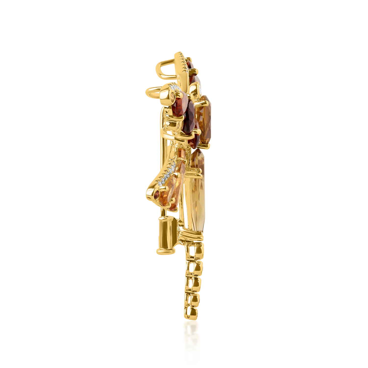 18K yellow gold dragonfly brooch with 11.21ct precious and semiprecious stones