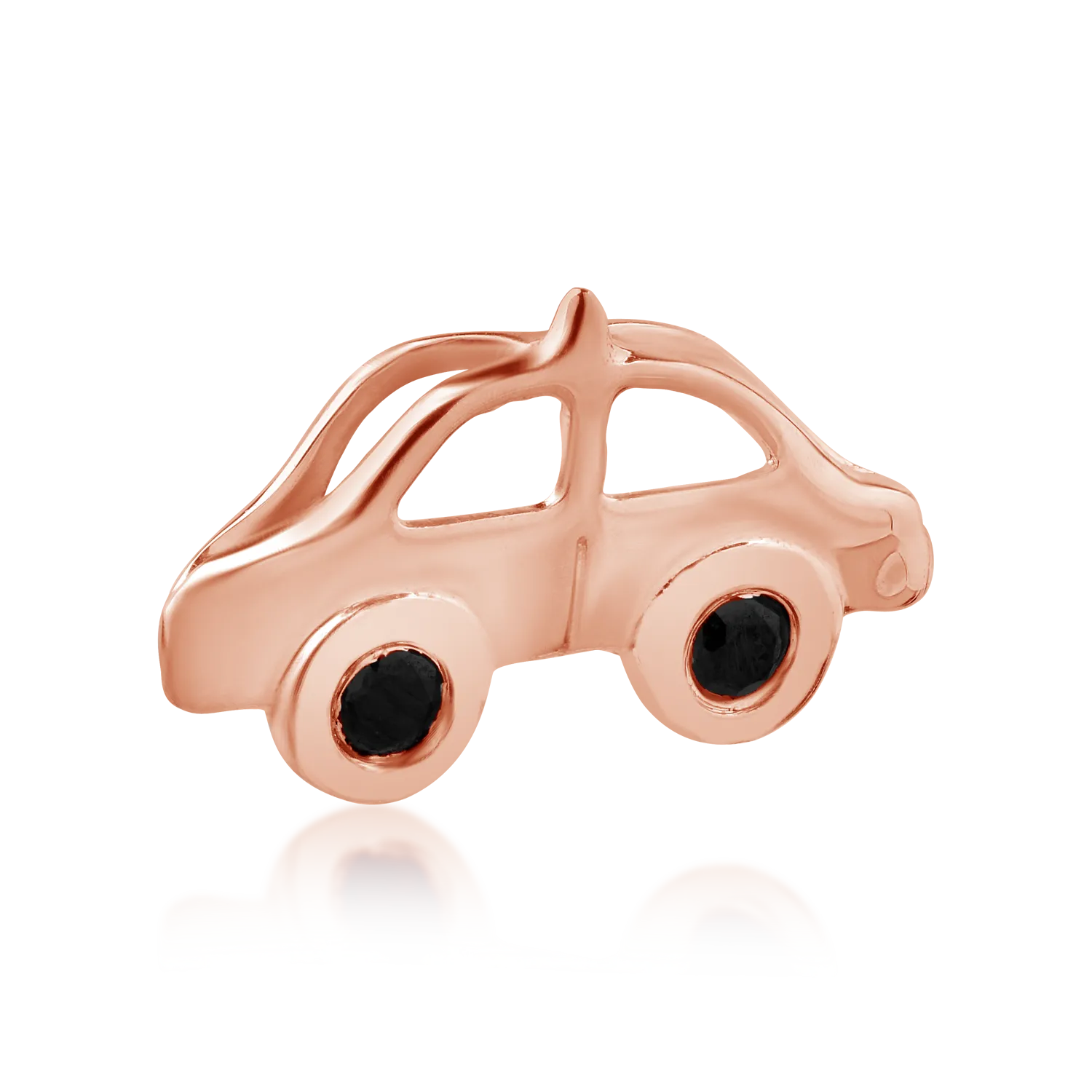 Детска висулка за кола от 14K розово злато с черни диаманти 0.03ct