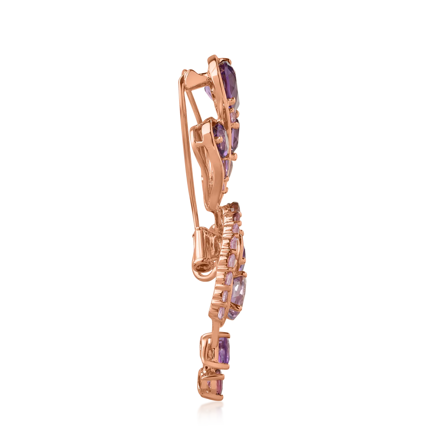 18K rose gold brooch with 7.22ct precious and semiprecious stones