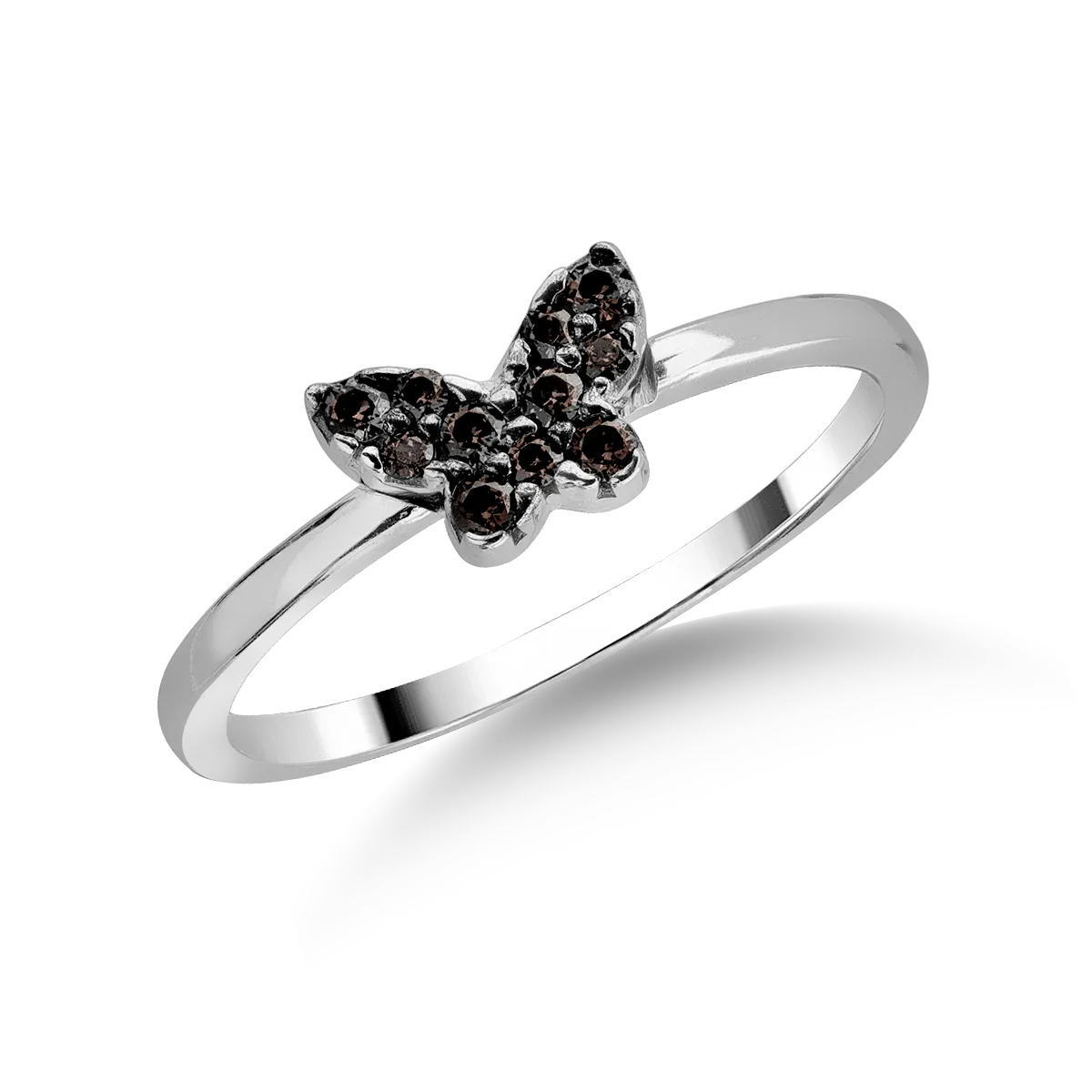 14K white gold butterfly ring