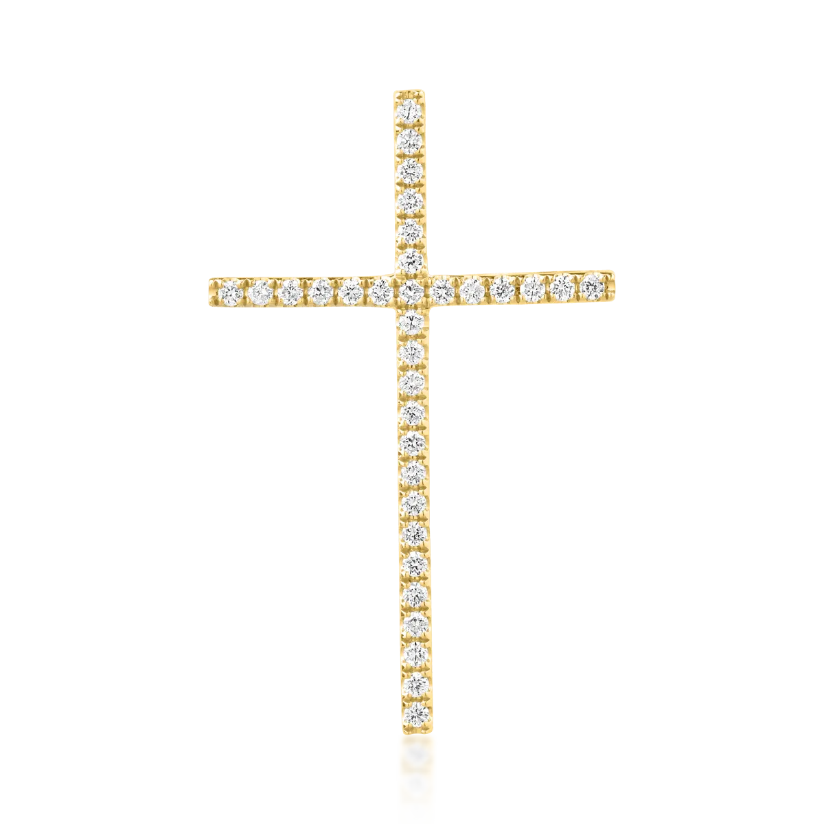 Pandantiv cruce din aur galben de 18K cu diamante de 0.23ct