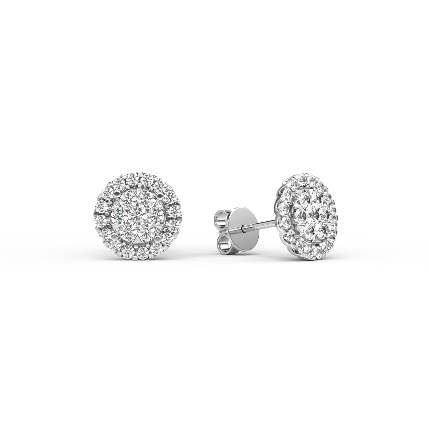 Обеци от 18K бяло злато с 1ct диаманти