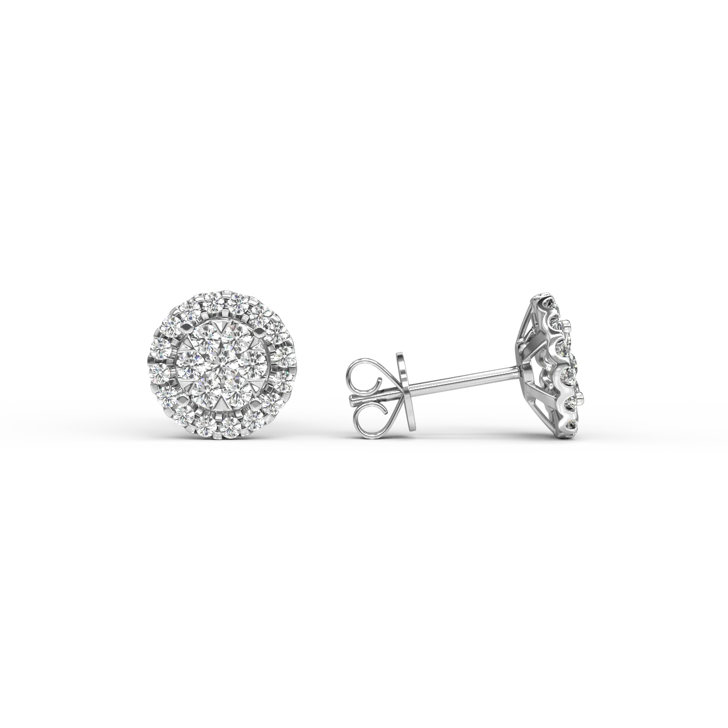 Обеци от 18K бяло злато с 1ct диаманти
