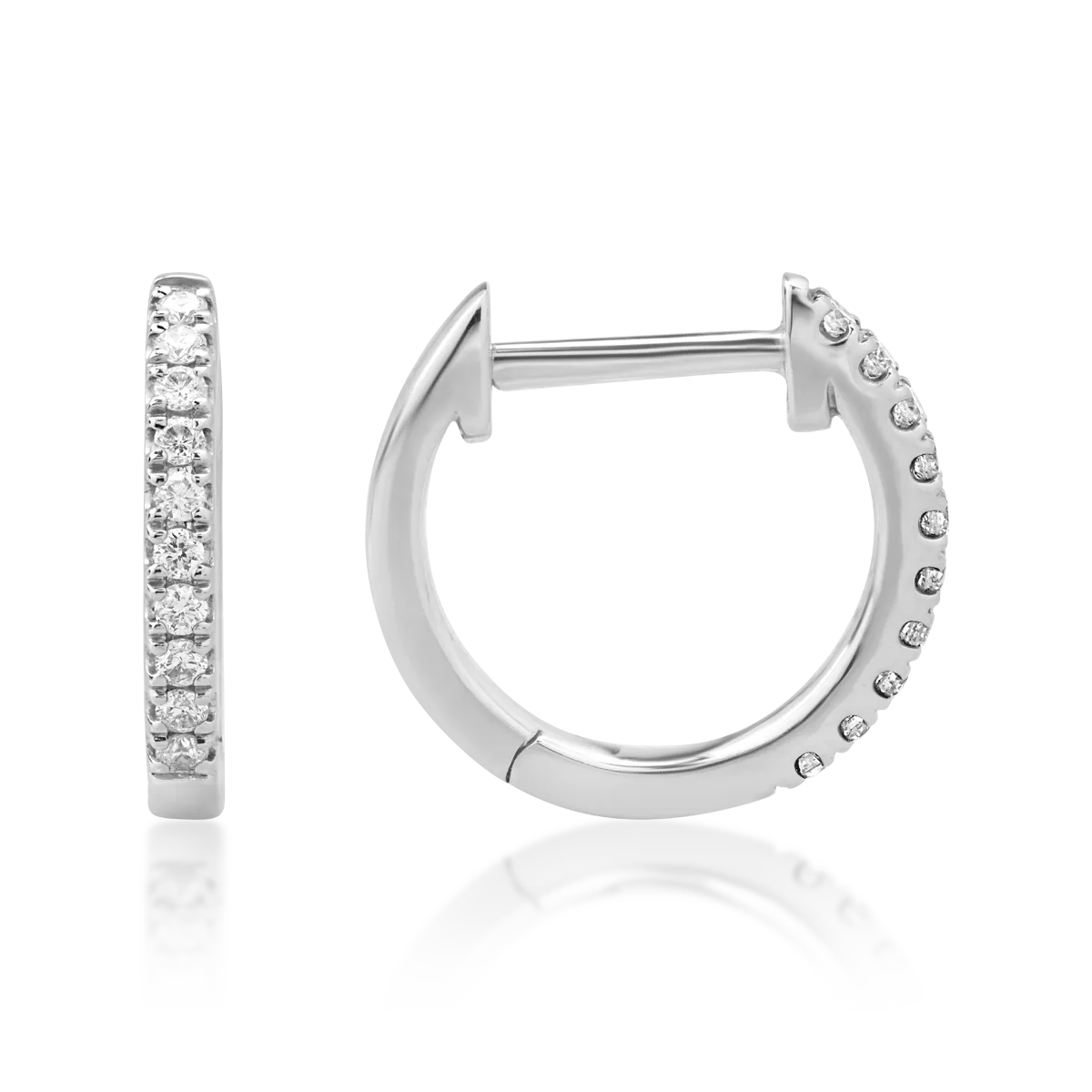 Cercei din aur alb de 18K cu diamante de 0.09ct