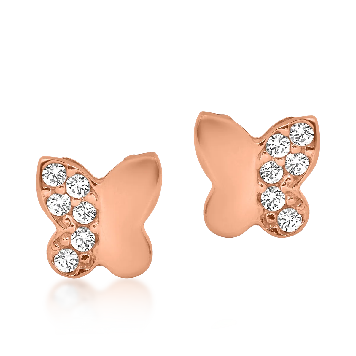 14K rose gold butterflies earrings