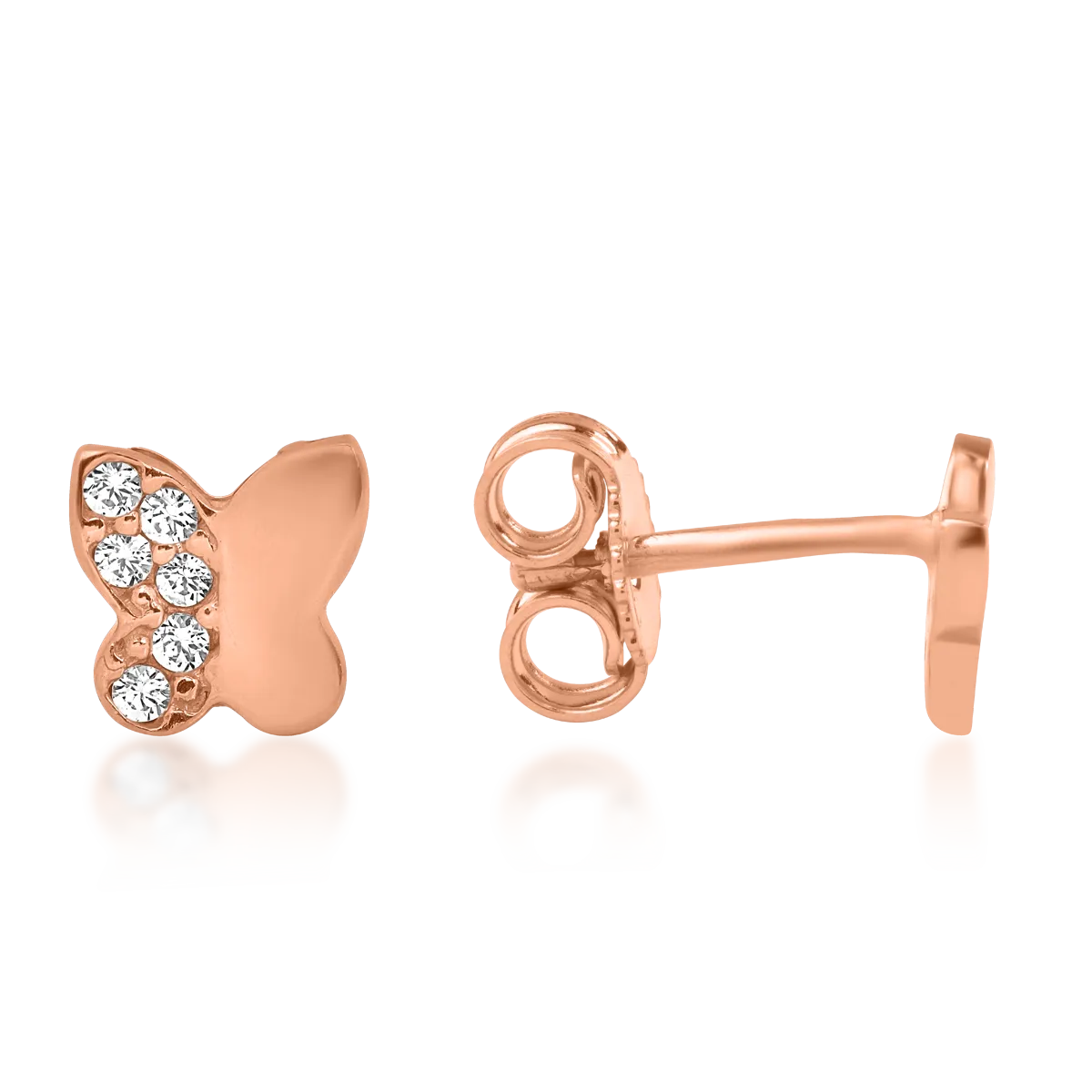 Kolczyki motyle z 14K różowego złota