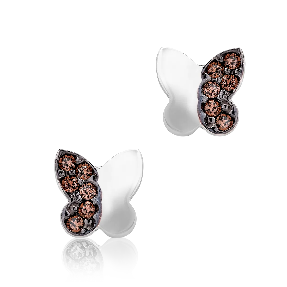 14K white gold butterflies earrings