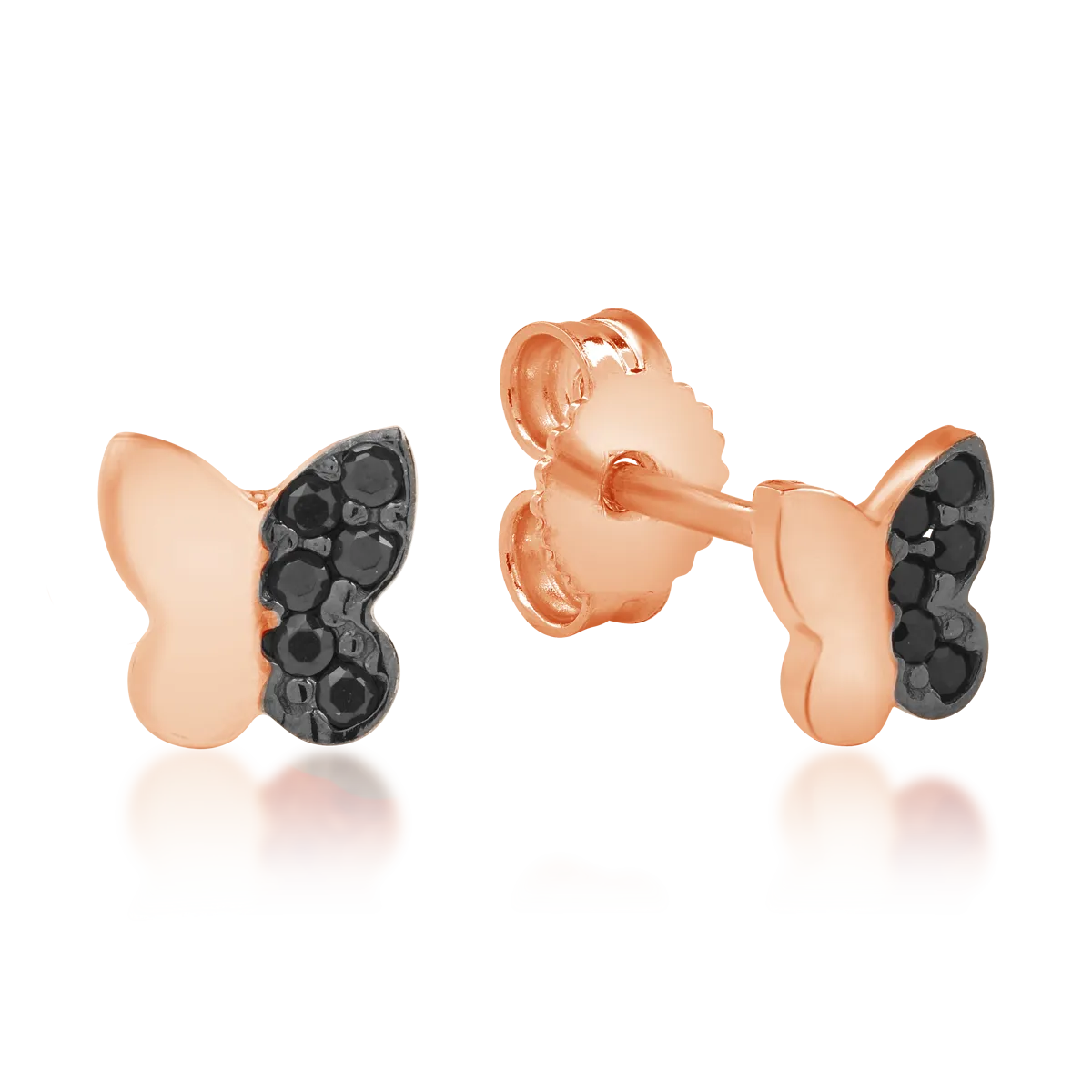 Обеци с пеперуди от 14К розово злато