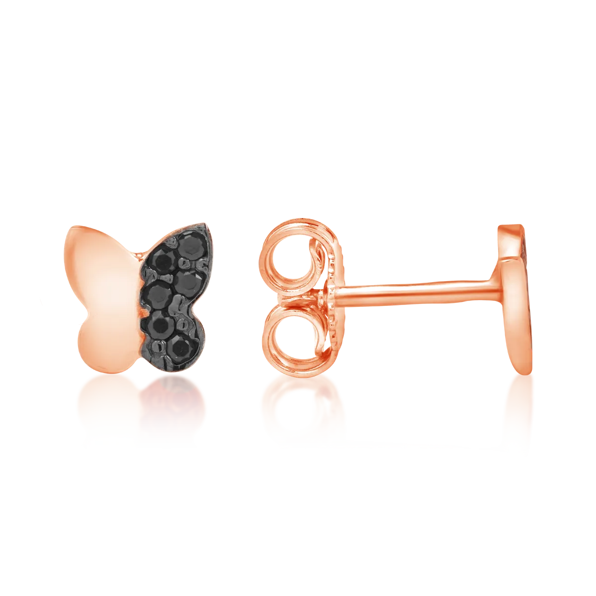 Обеци с пеперуди от 14К розово злато