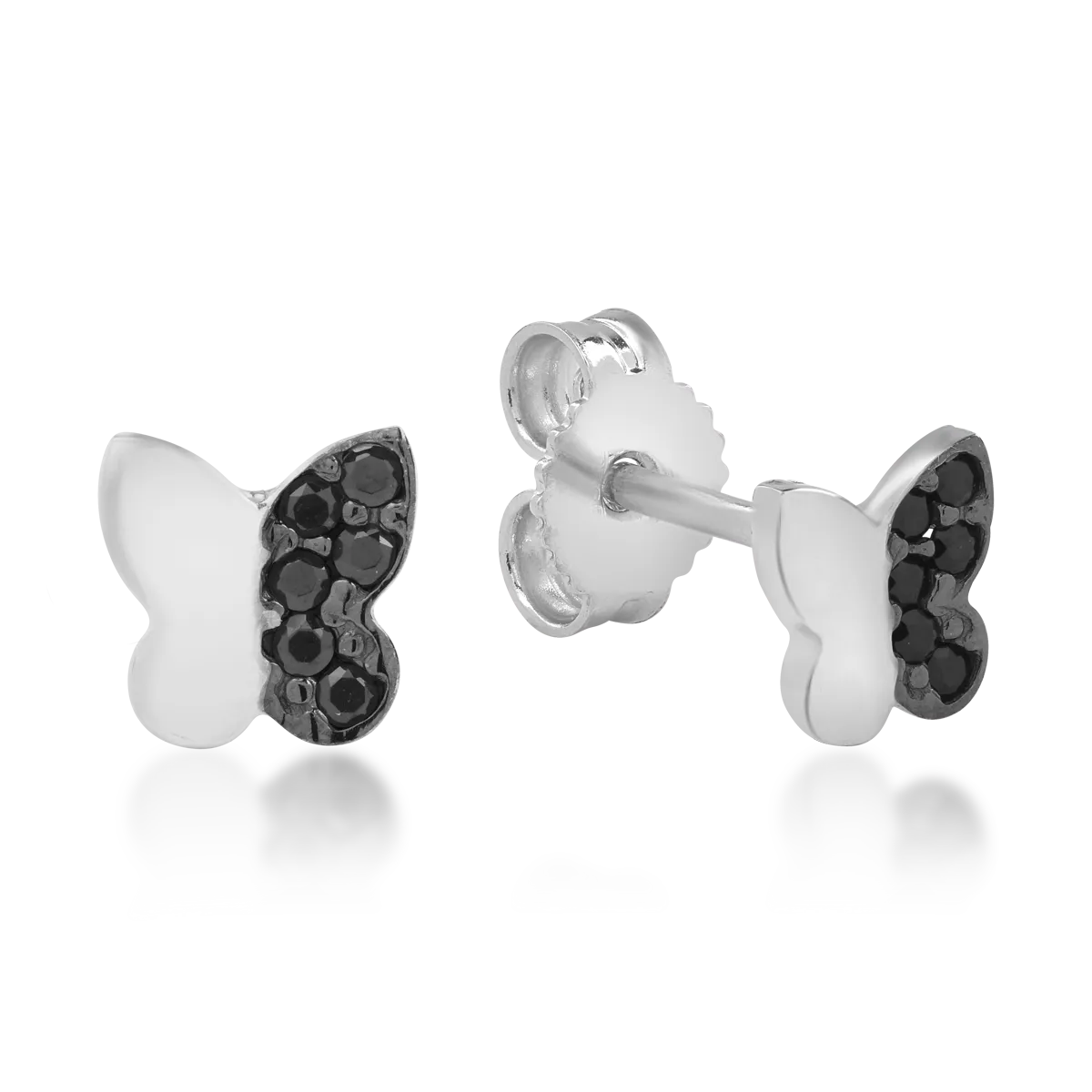 Обеци с пеперуди от бяло злато 14K