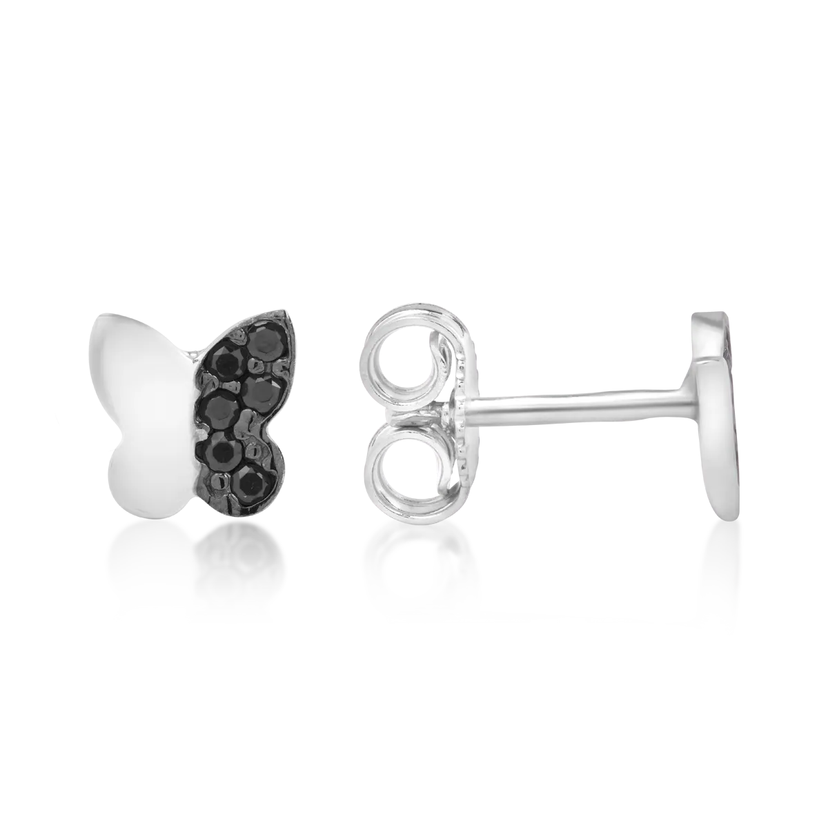 Обеци с пеперуди от бяло злато 14K