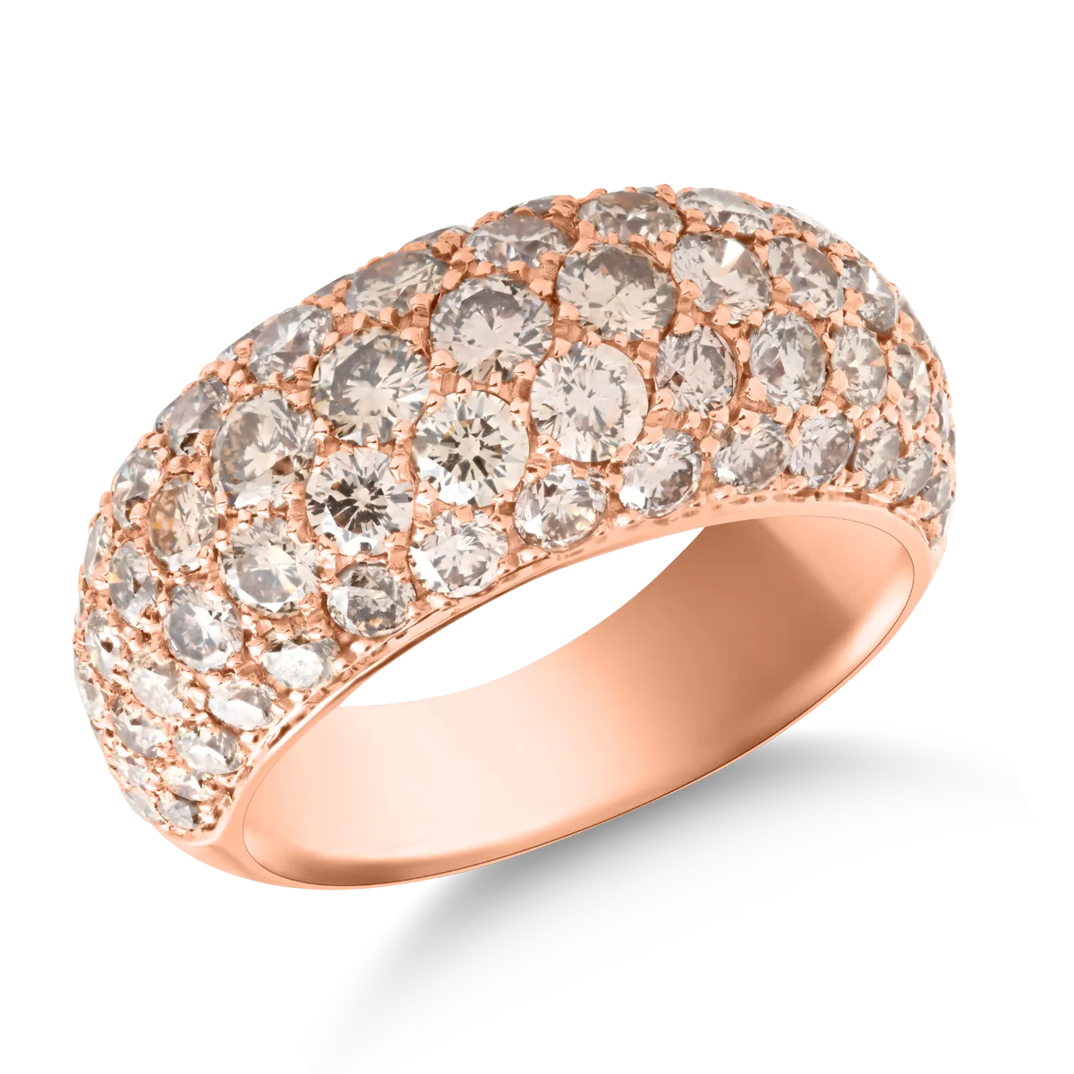 18K rose gold ring with 3.5ct brown diamonds