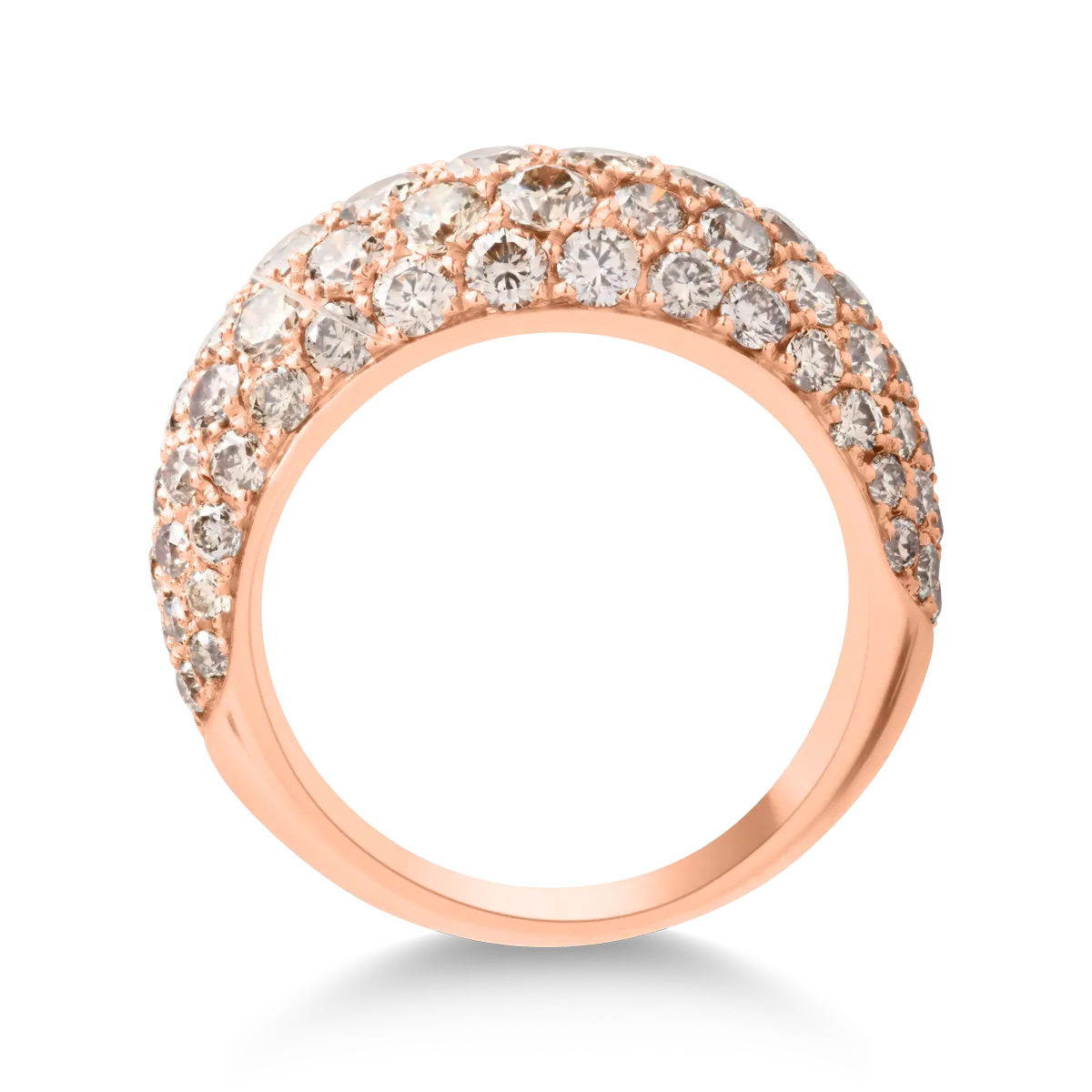 Inel din aur roz de 18K cu diamante maro de 3.5ct