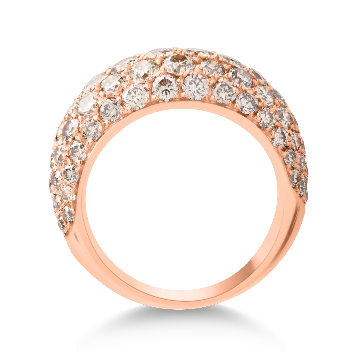 Пръстен от розово злато 18K с 3.5ct кафяви диаманти
