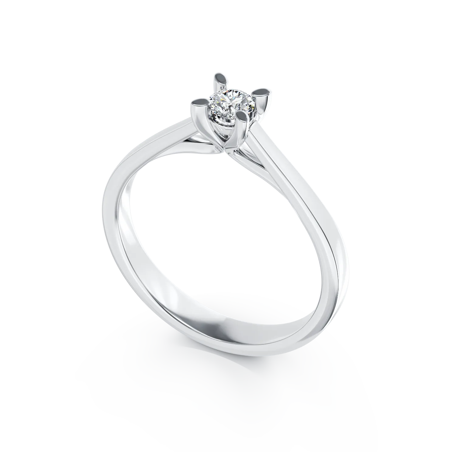 Inel de logodna din aur alb de 18K cu un diamant solitaire de 0.2ct