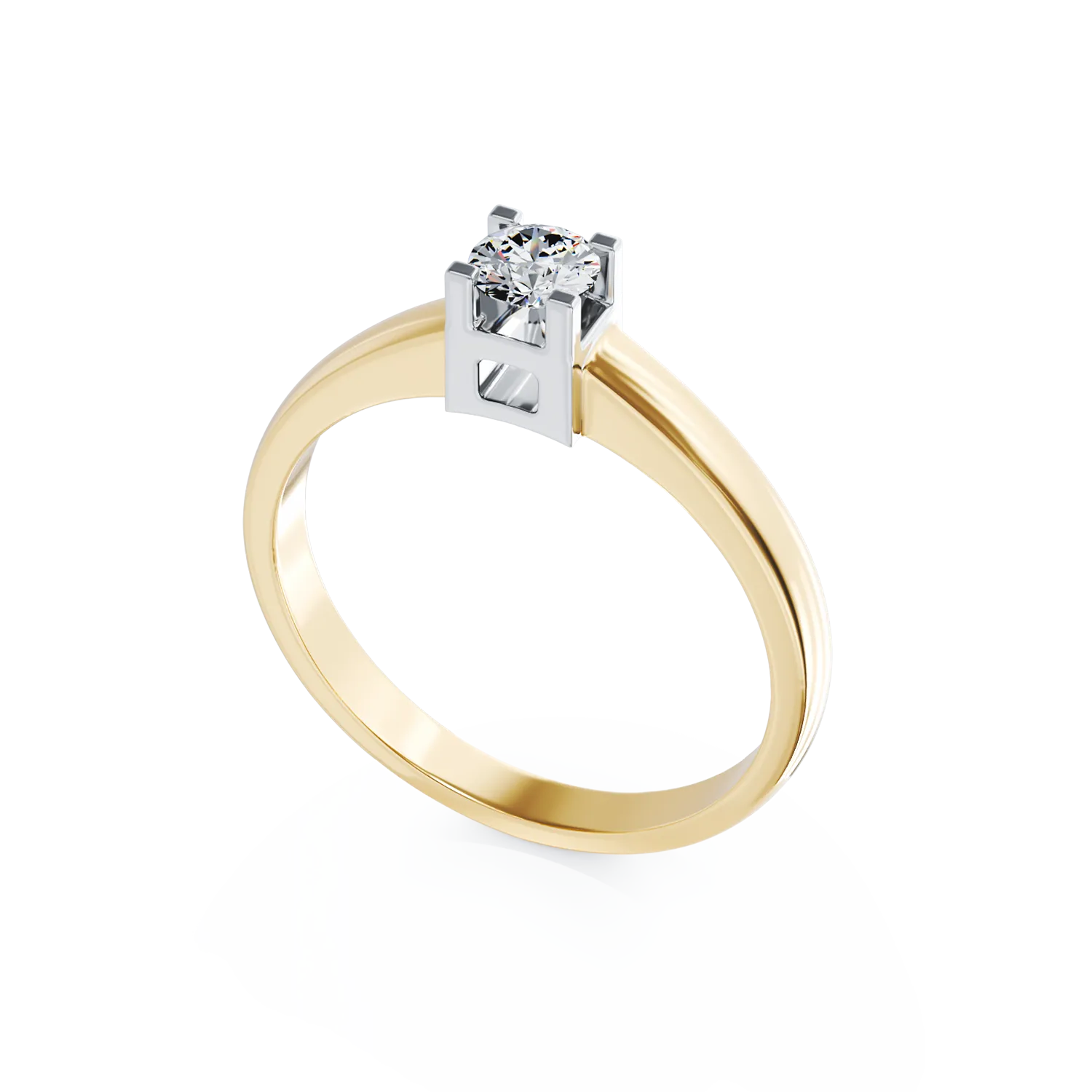 Inel de logodna din aur galben de 18K cu diamant solitaire de 0.31ct