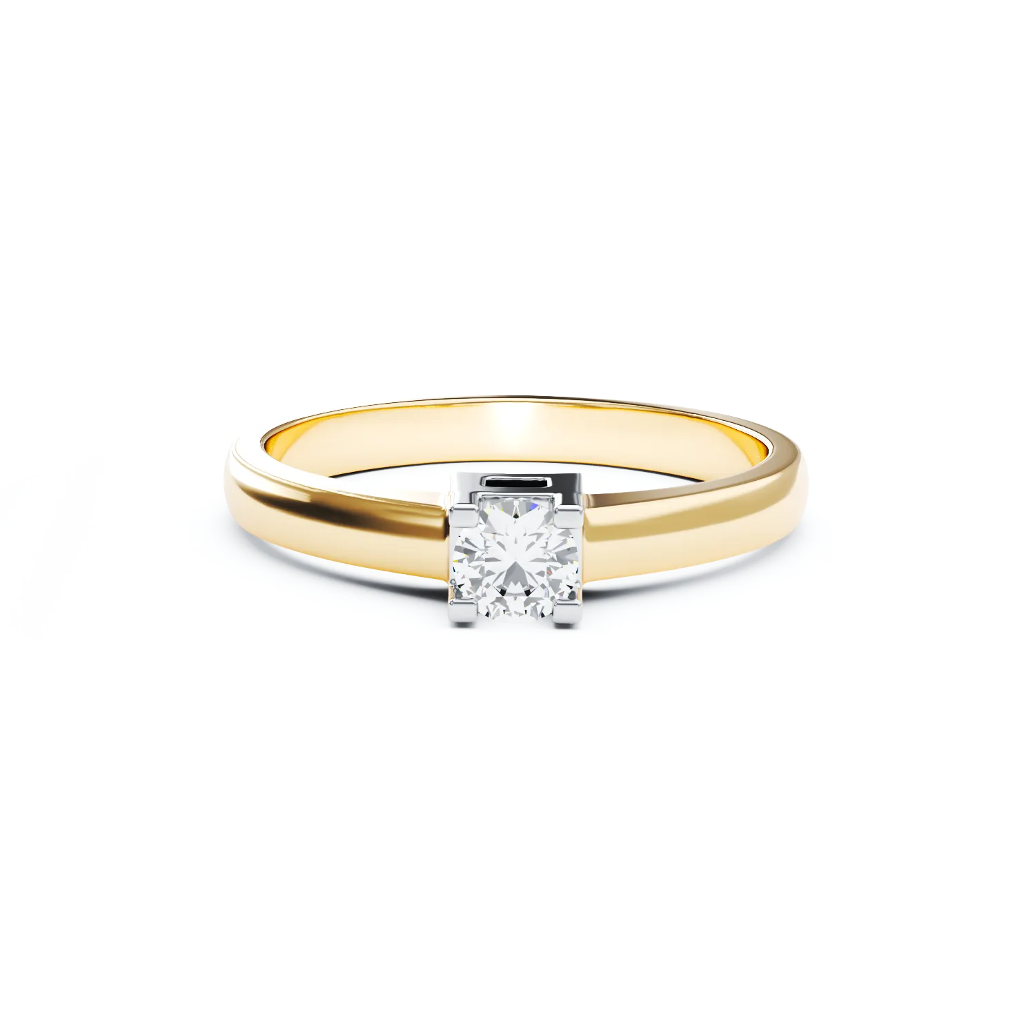 18K sárga arany eljegyzési gyűrű 0.31ct szoliter gyémánttal