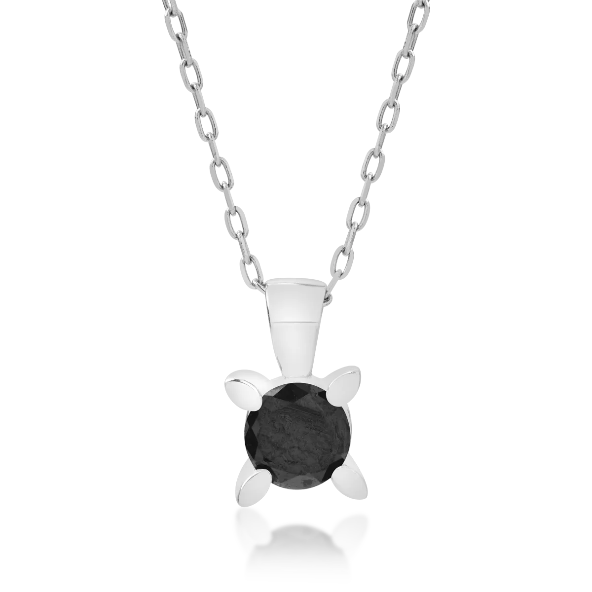 Lant cu pandantiv din aur alb cu diamant negru de 0.4ct