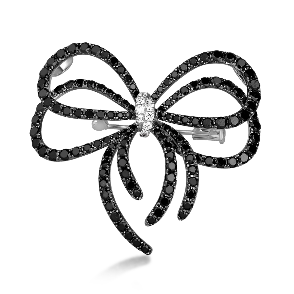 Brosa din aur alb de 18K cu diamante negre de 5.801ct si diamante incolore de 0.243ct-125548