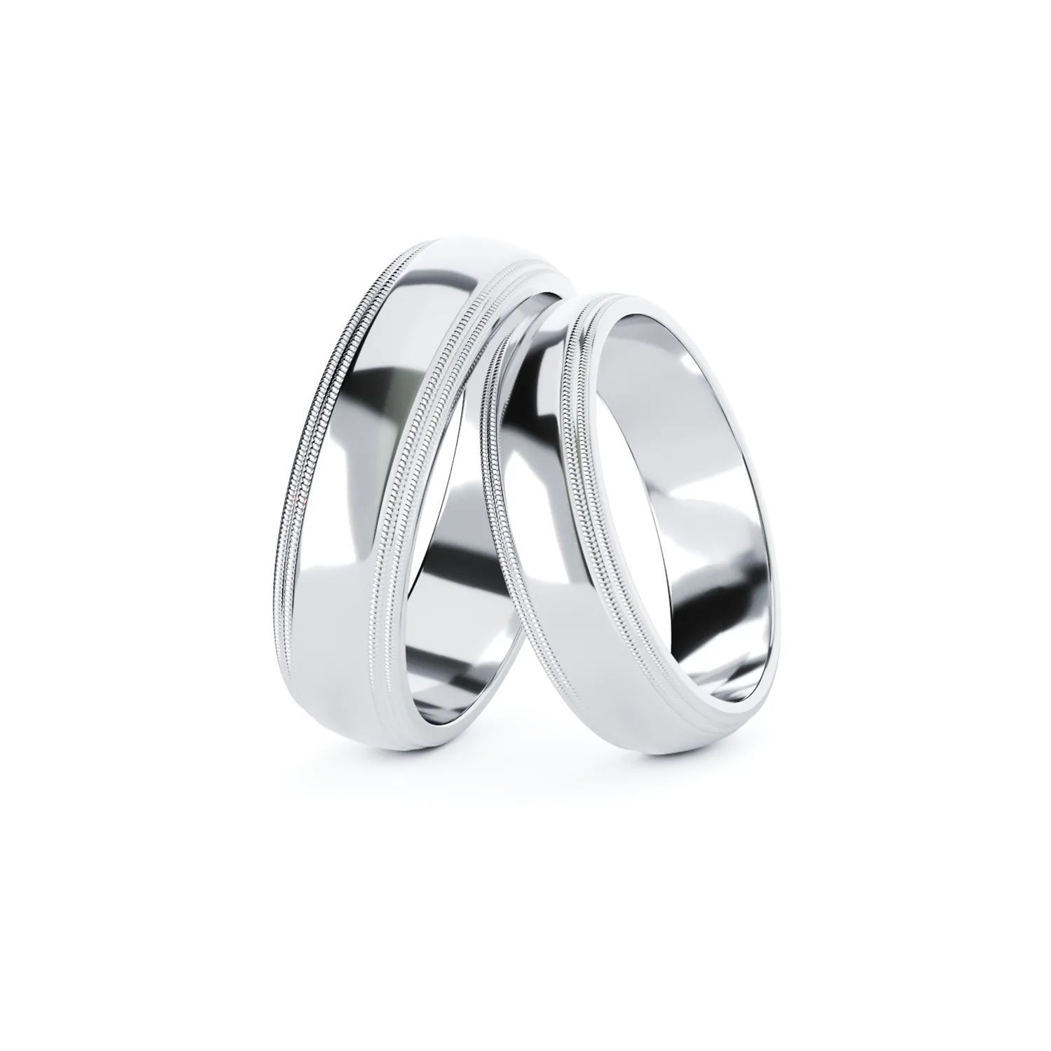 DOUBLE MILLGRAIN gold wedding ring 6mm