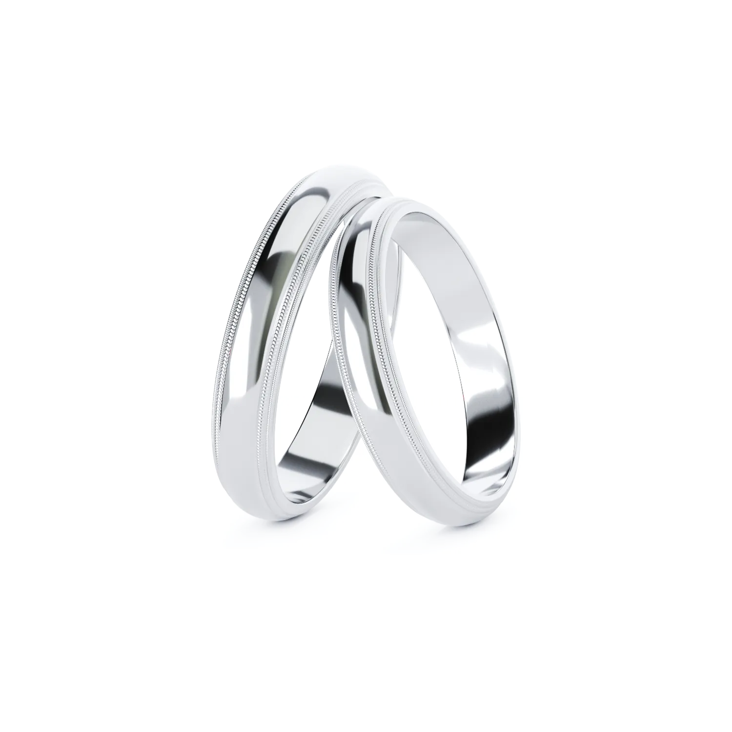 DOUBLE MILLGRAIN LIGHT gold wedding ring 4mm