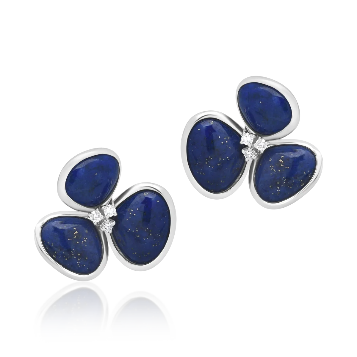 Cercei din aur alb cu lapis de 11.4ct si diamante de 0.09ct