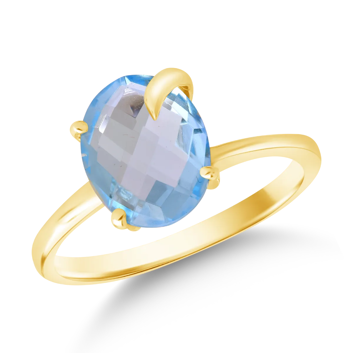 Inel din aur alb cu zirconia solitaire albastra