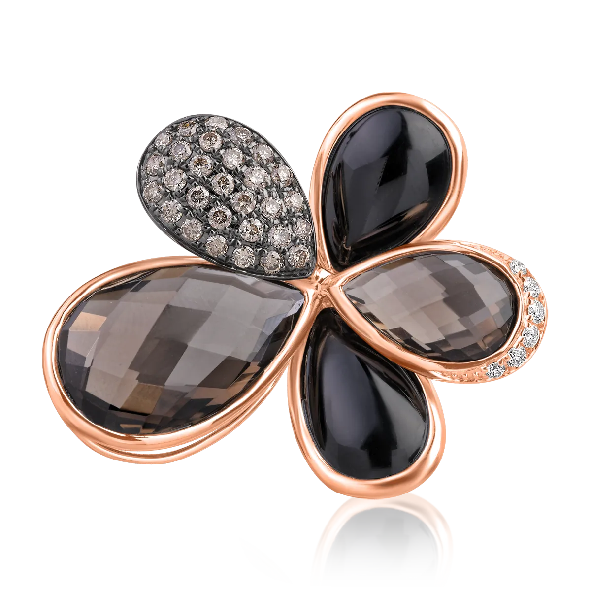 Teilor Pandantiv floare din aur roz cu pietre pretioase si semipretioase de 20.98ct