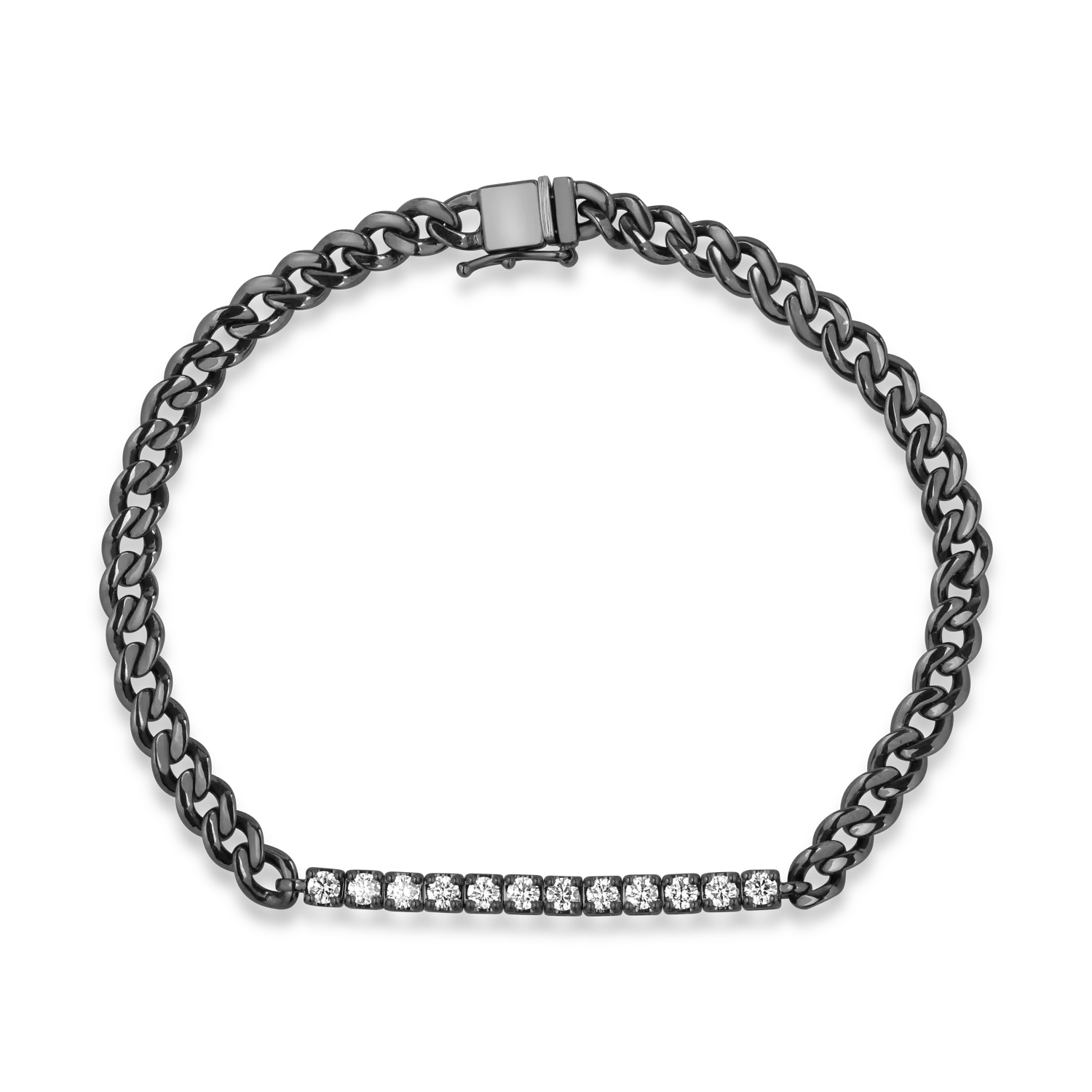 Bratara din aur negru cu diamante de 0.7ct pentru barbati
