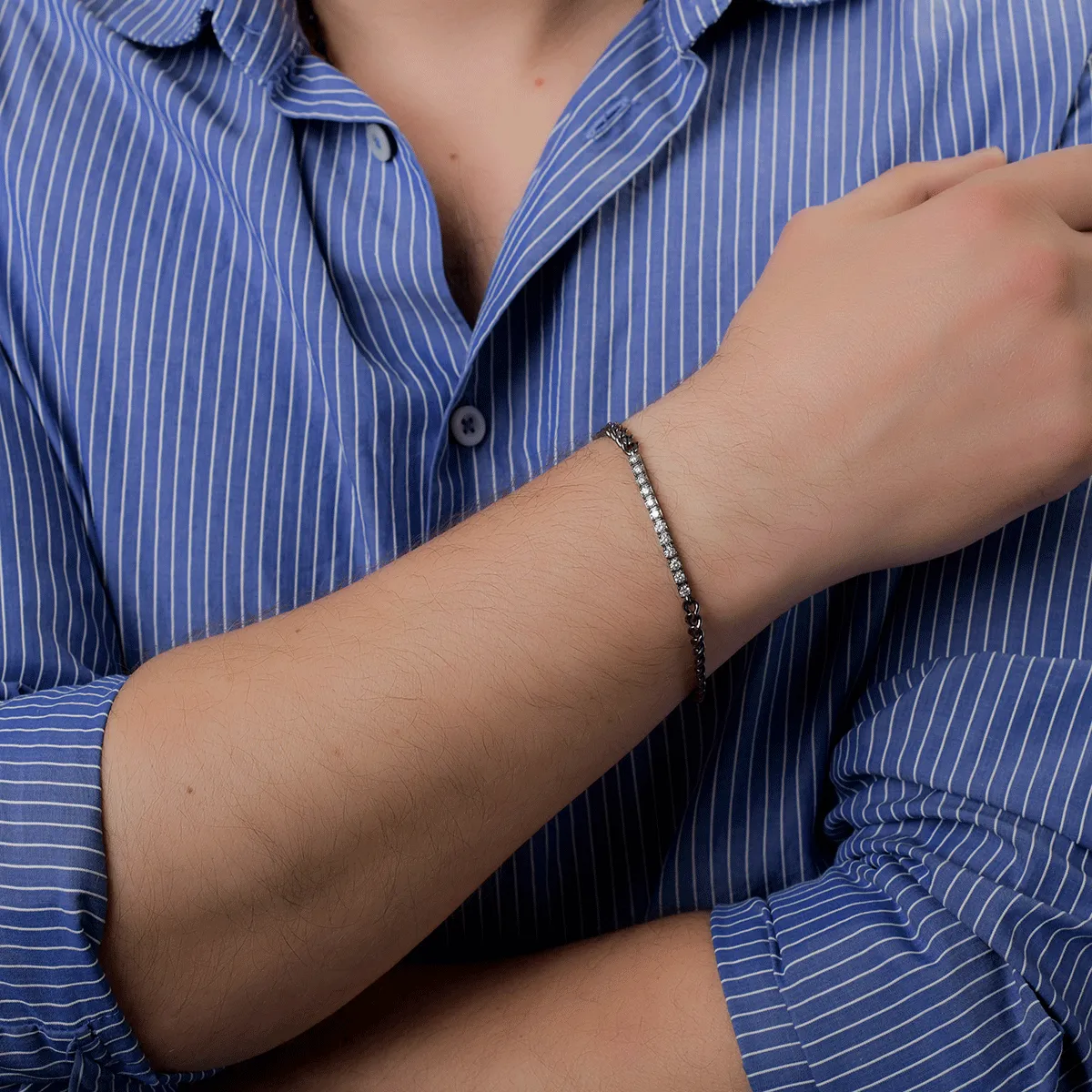 Мъжка гривна от черно злато с диаманти 0.7кт